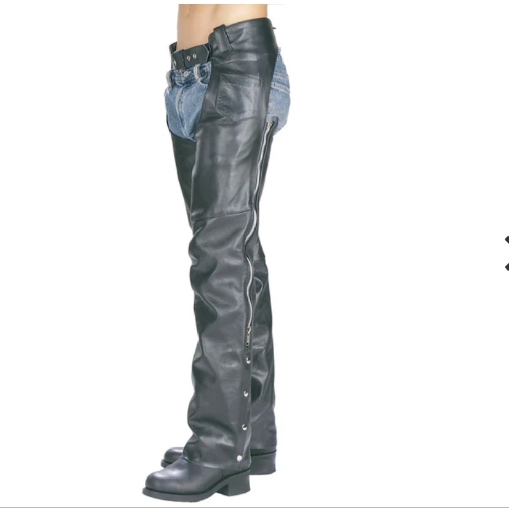 🏍Xelement Leather Motorcycle Chaps Black Size 42 Biker Riding Protective Gear🏍